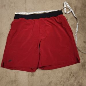 Lot of 2 Fabletics The Franchise Shorts, 38-40" Red and Cream 7" inseam